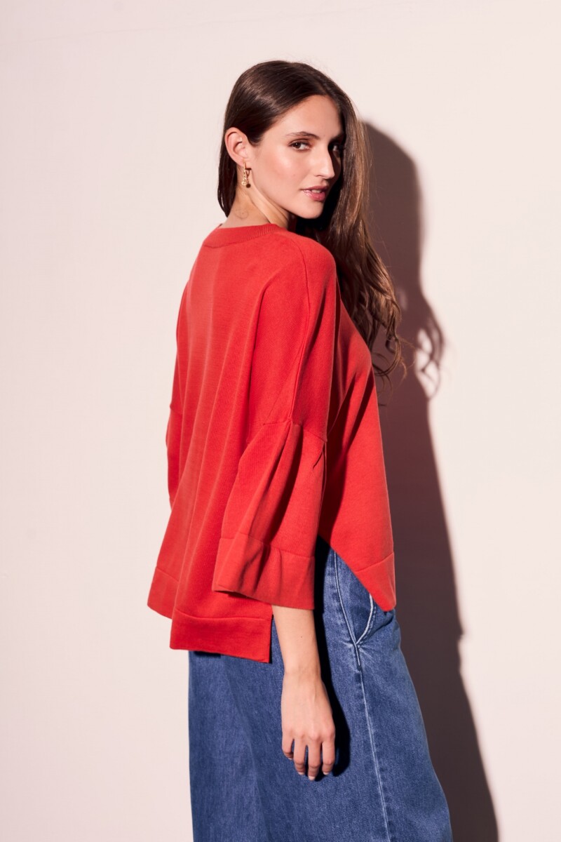 Sweater Manga Volados Rojo