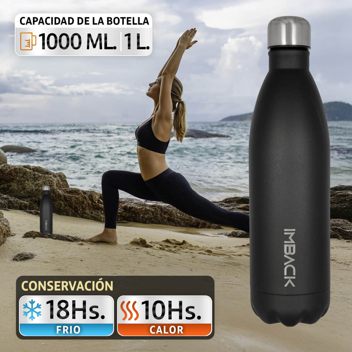 Termo Botella Termica Agua 1000ml Acero Inoxidable Doble capa 