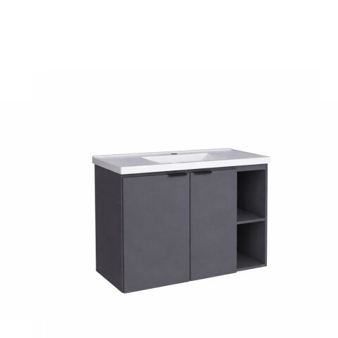 Mueble de baño suspendido Aster gris 80cm con bacha de resina Mueble De Baño Suspendido Aster Gris 80cm Con Bacha De Resina
