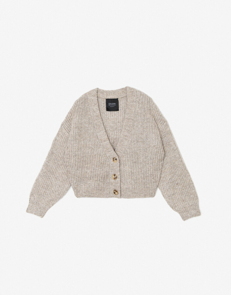 Knitwear Sweaters Cardigan Corto Con Botones - Blanco Crudo