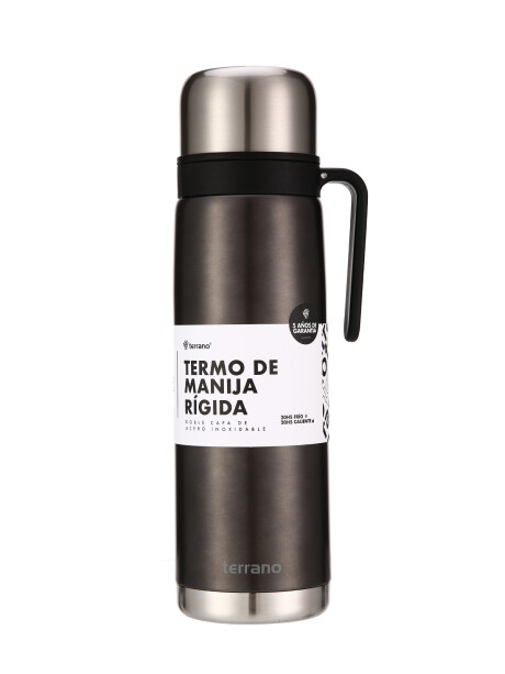 Termo 1Lt. Premium Manija Rigida Metalizado Negro