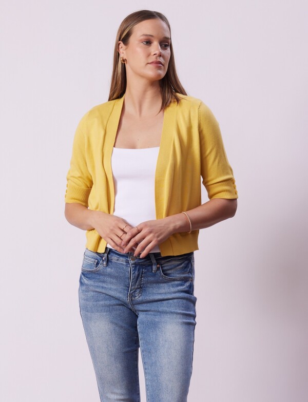 Cardigan Puño Botones AMARILLO