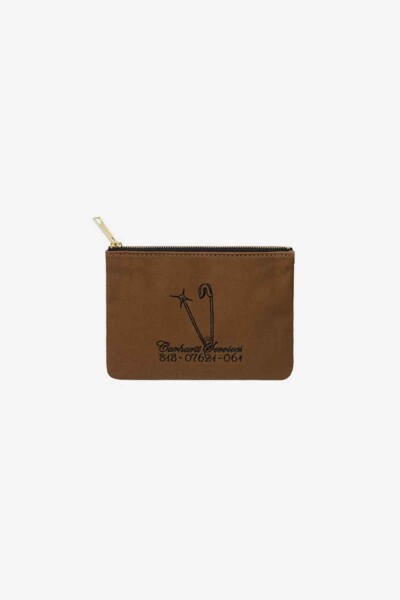 Canvas Graphic Zip Wallet Marron