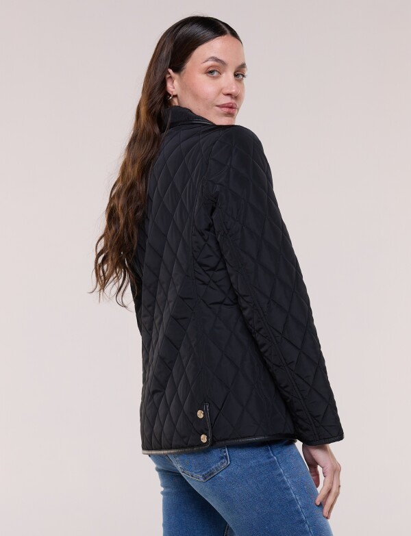 Campera Capitoneada Detalle En Ecocuero NEGRO