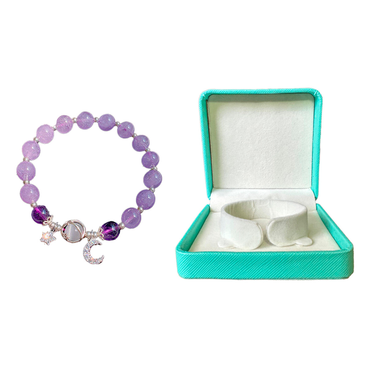 Pulsera piedras estuche incluído - Violeta 