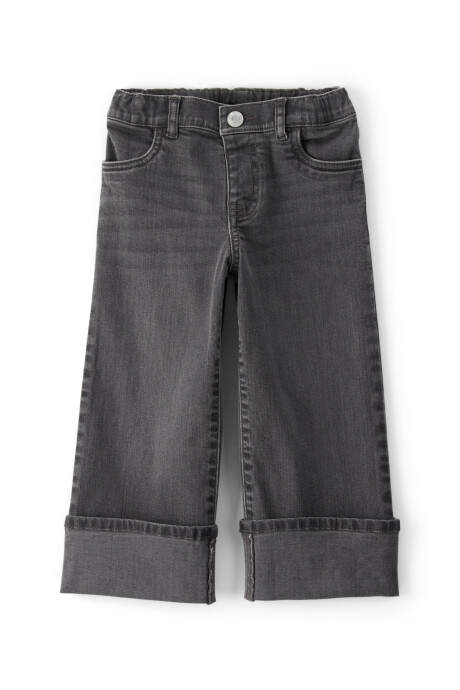 Pantalón jean de pierna ancha y dobladillo Pantalón jean de pierna ancha y dobladillo