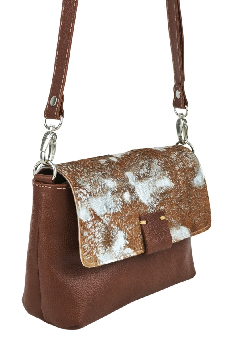 Morral con solapa combinado chico Marrón