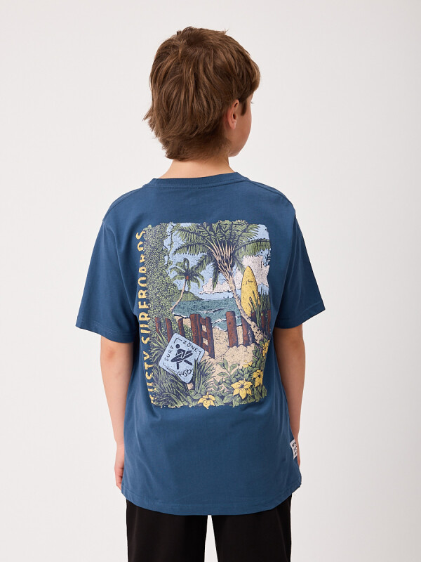 T-SHIRT PRINTO TEEN RUSTY Azul