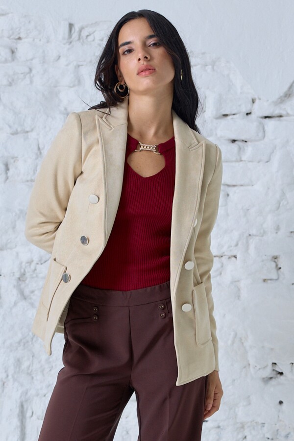 Blazer Botones Brillo BEIGE