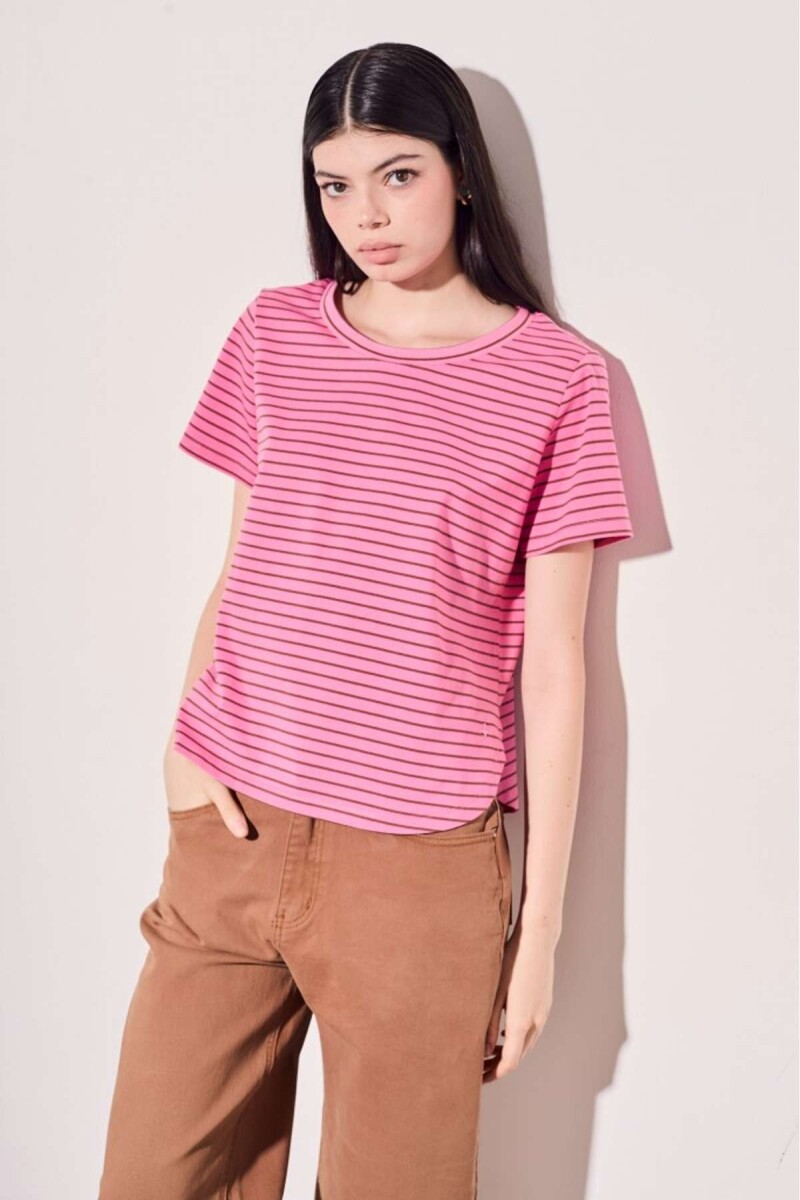 Remera Rayada - Rosa 