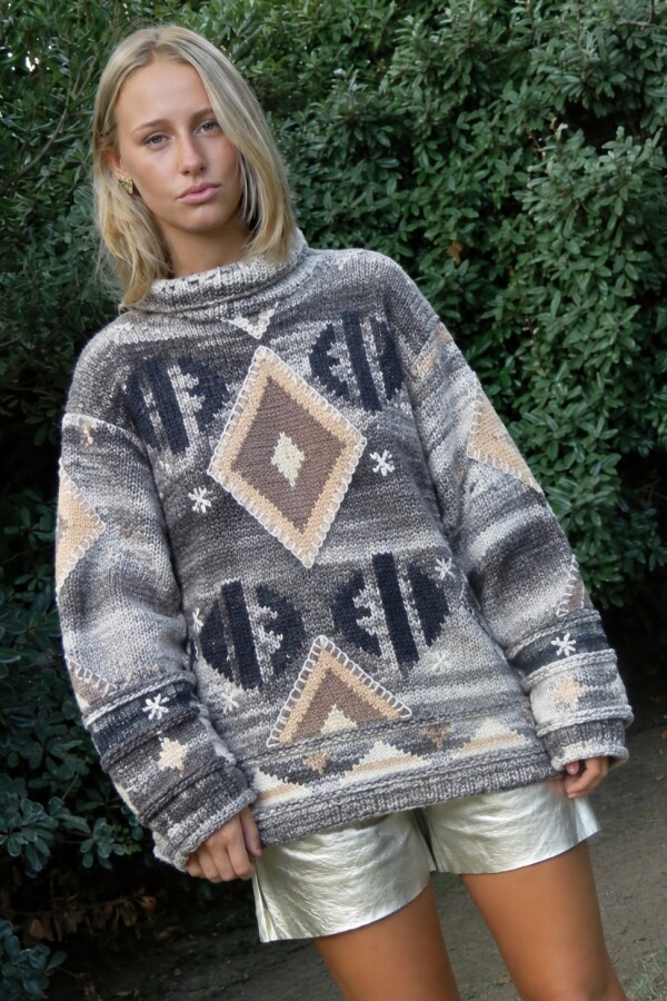 Sweater Gitano Lana Base Topo Jaspeado