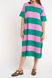 Vestido Tejido Rayado Verde