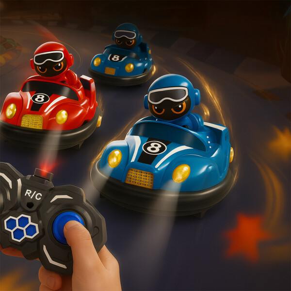 Auto Control Remoto Autitos Chocadores Go Karts Con Sonido Color Rojo y Azul