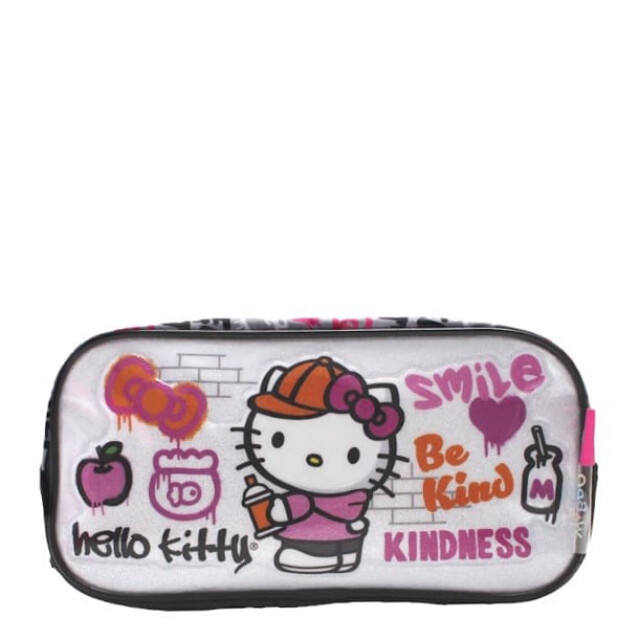 Cartuchera Hello Kitty Be Kind Negro - Fucsia - Blanco