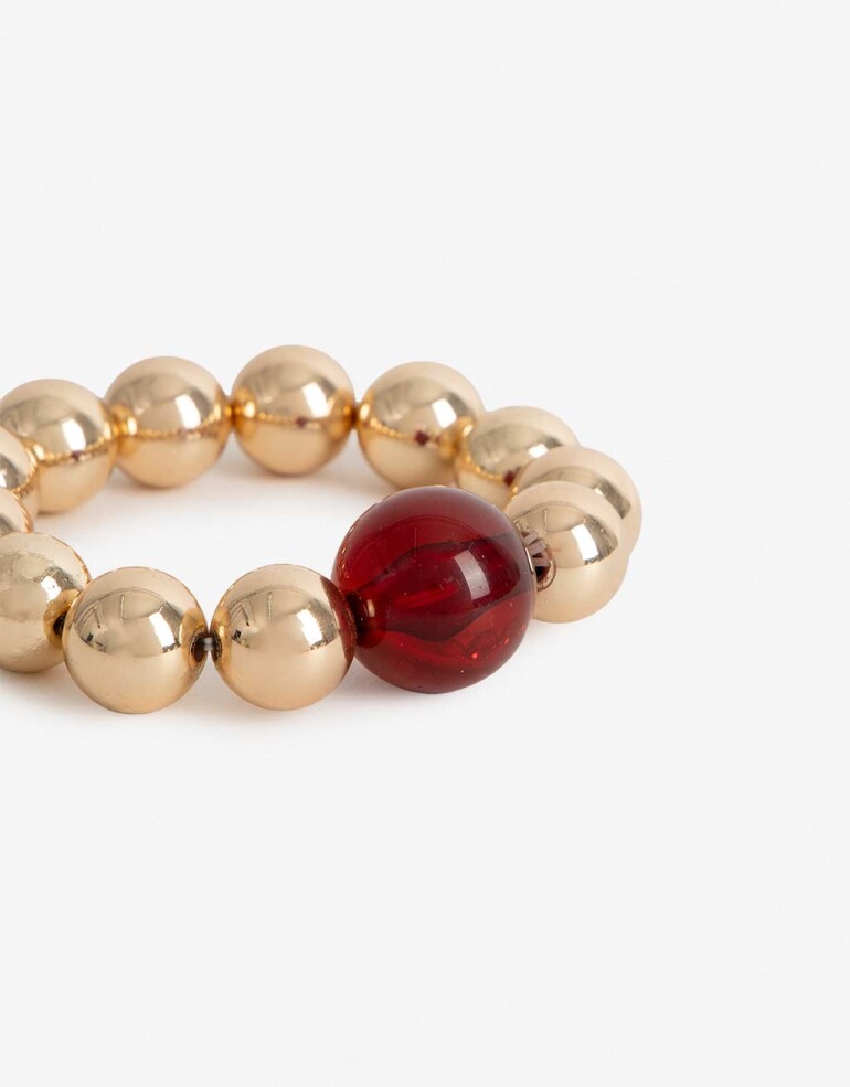 Pulseras Elásticas Acrilico Pulsera Elástica Metal Y Resina - Dorado