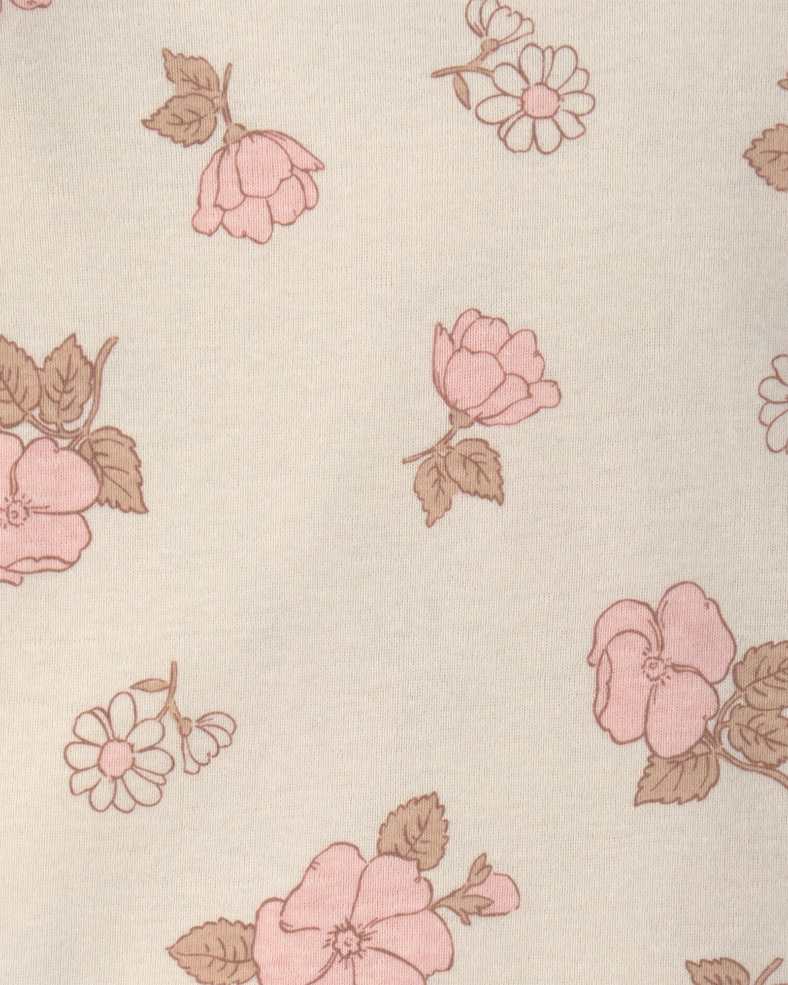 Set dos piezas de algodón, enterito y remera, rosado y crema, diseño floral Sin color