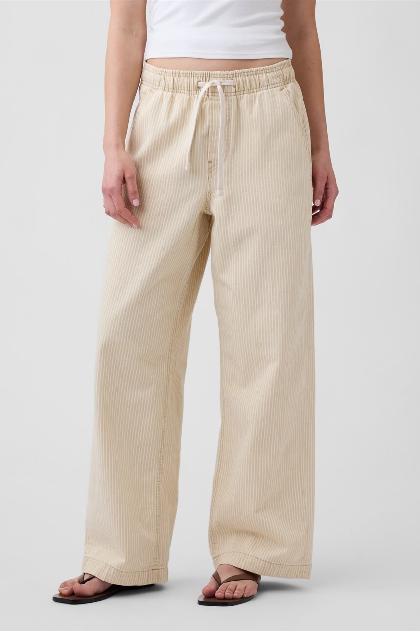 Jean Pull On Wide Leg Mujer Neutral Stripe