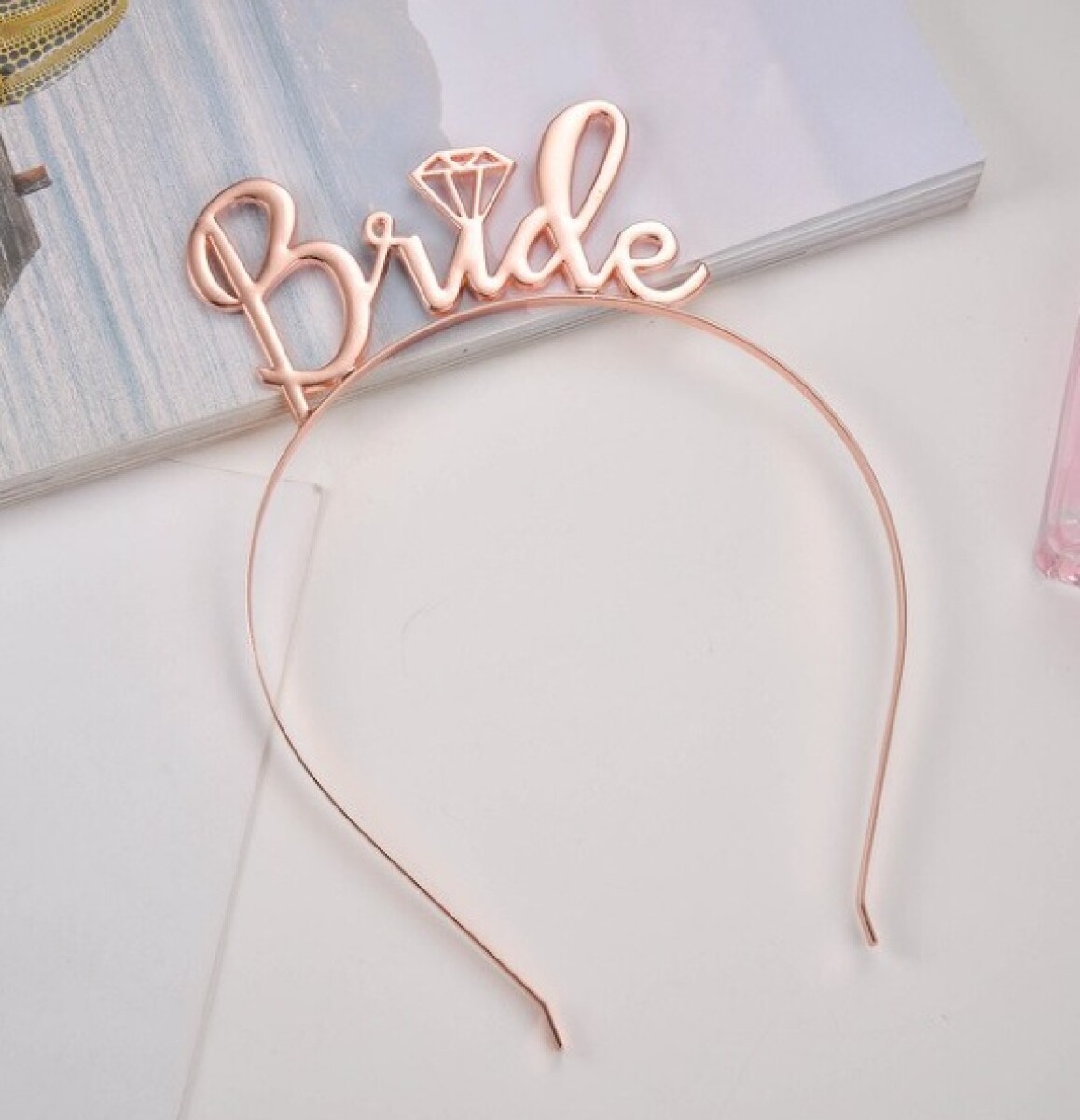 Vincha Metalizada Bride - Rosa Oro 