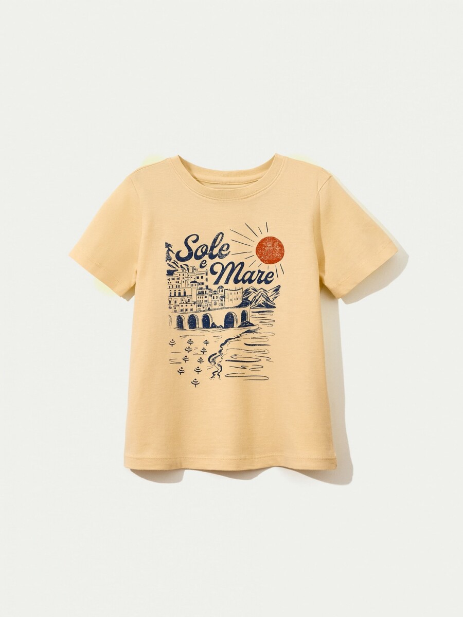 CAMISETA BÁSICA INFANTIL CON ESTAMPA - AMARILLO 