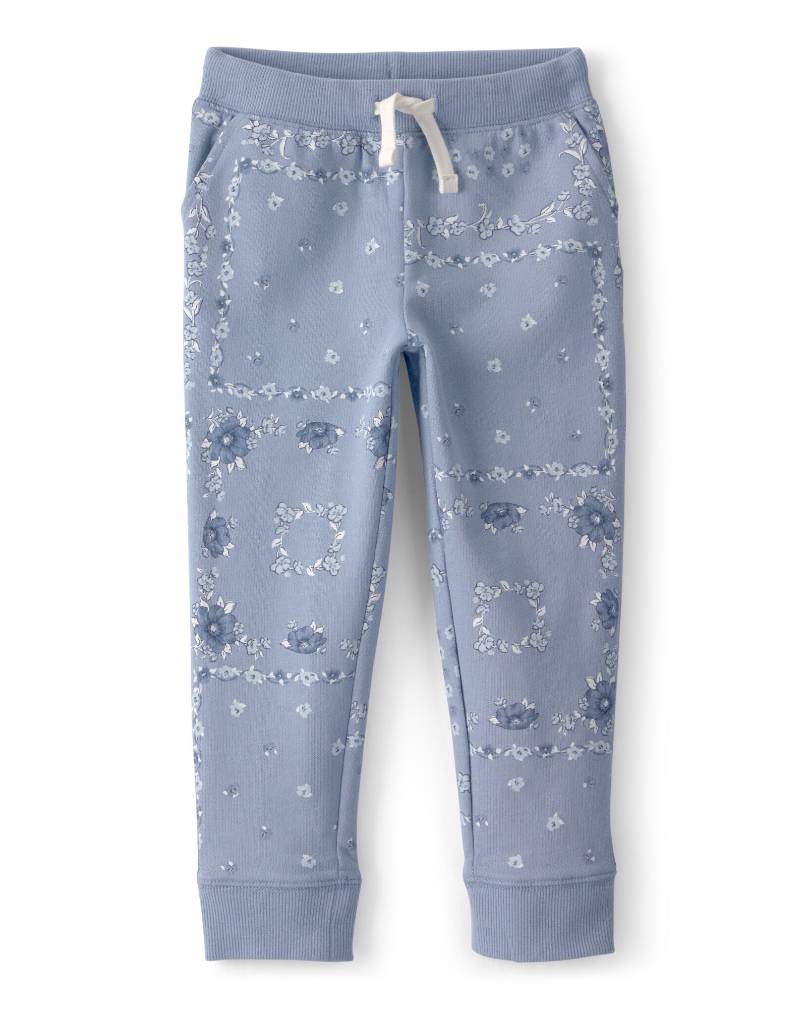 Pantalón deportivo de algodón, azul, diseño floral Sin color