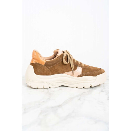 Zapatilla Cuero Combinada Camel