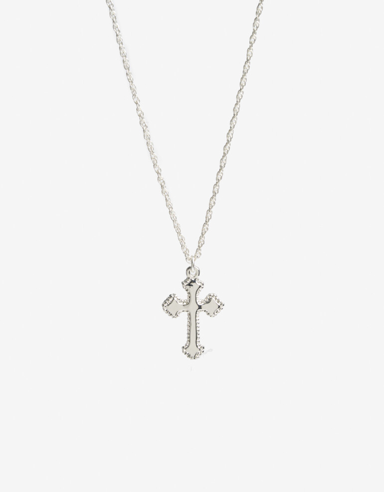 Cadena Corta con Dije Con Dijes Collar Con Dije Cruz - Plateado