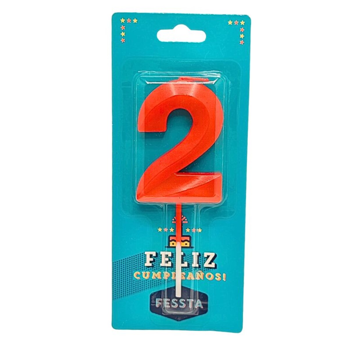 Vela Número 3D Grande Roja - DOS 