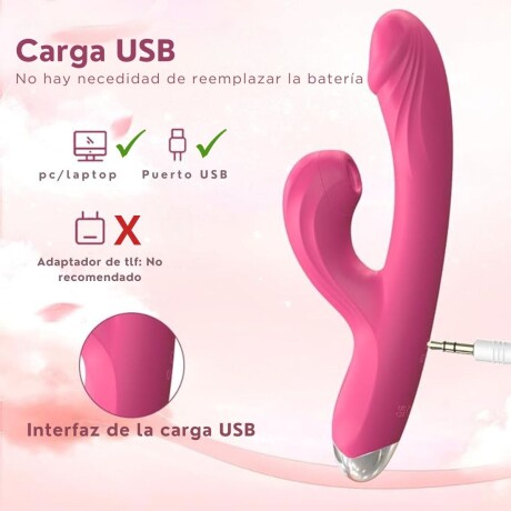 Vibrador Con Succión De Clítoris Recargable USB Fucsia