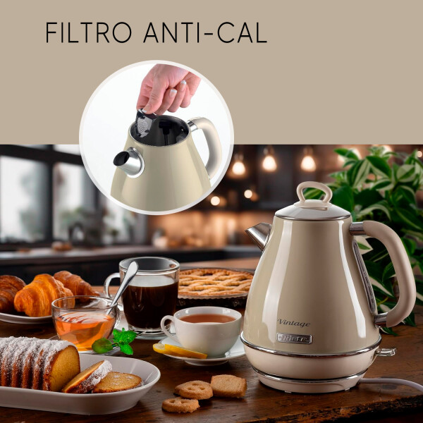 Hervidor Vintage Ariete 2869, Cap. 1 Litro, 2000 W HERVIDOR ARIETE BEIGE VINTAGE 1460037