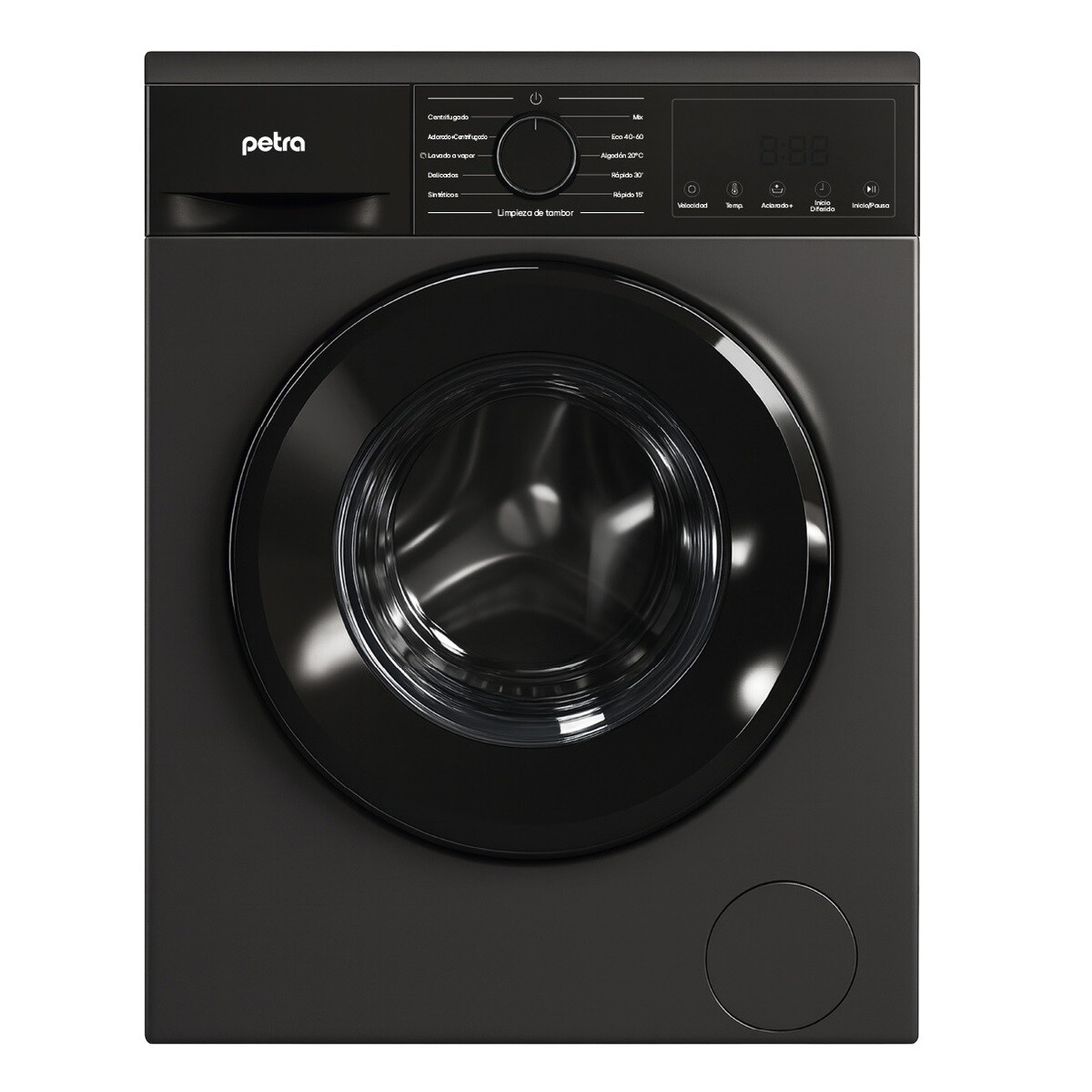 Lavarropas Petra Automático Inverter 6kg Silver Frontal Gris Oscuro 