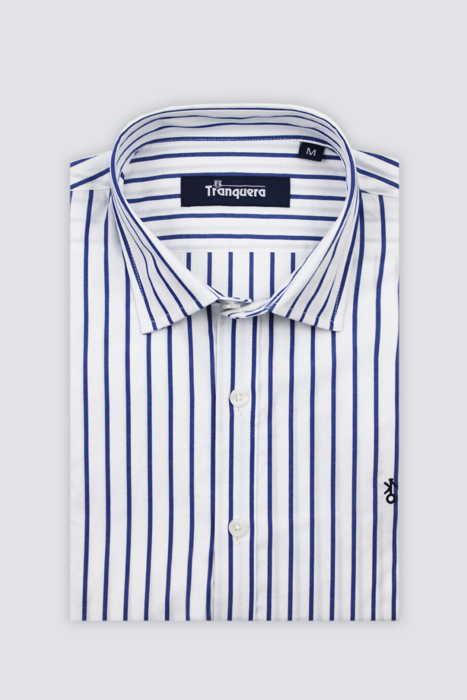 Camisa de Hombre Premium Cuello s/Botones Raya Azul 2