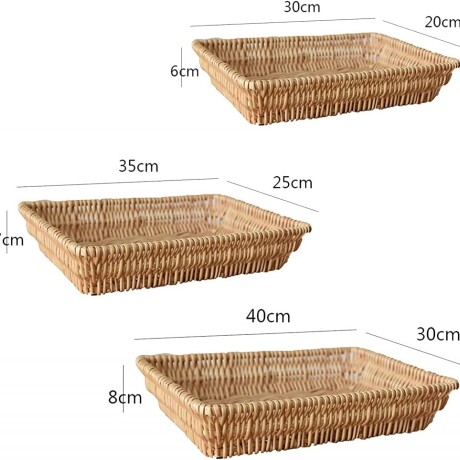 Set de 3 bandejas de mimbre Set de 3 bandejas de mimbre