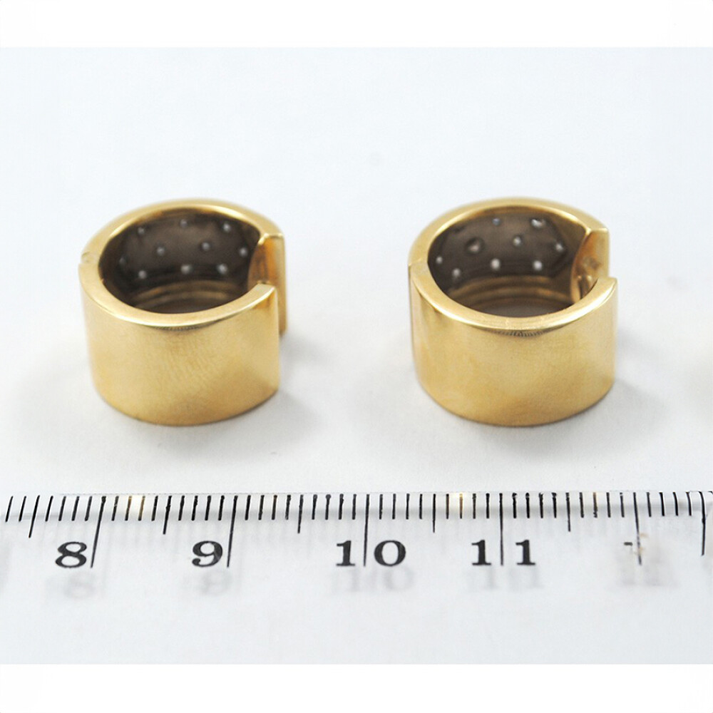 Caravanas Oro 18 Y Brillantes, Tipo Aro En 2 Colores Con Brillantes Caravanas Oro 18 Y Brillantes, Tipo Aro En 2 Colores Con Brillantes