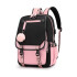 Mochila Impermeable Kawaii Estilo Coreano Notebook Usb Variante Color Rosa Negro