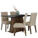 Juego Comedor Lumax Mesa Rustic Negra + 4 Sillas Fiona Crema
