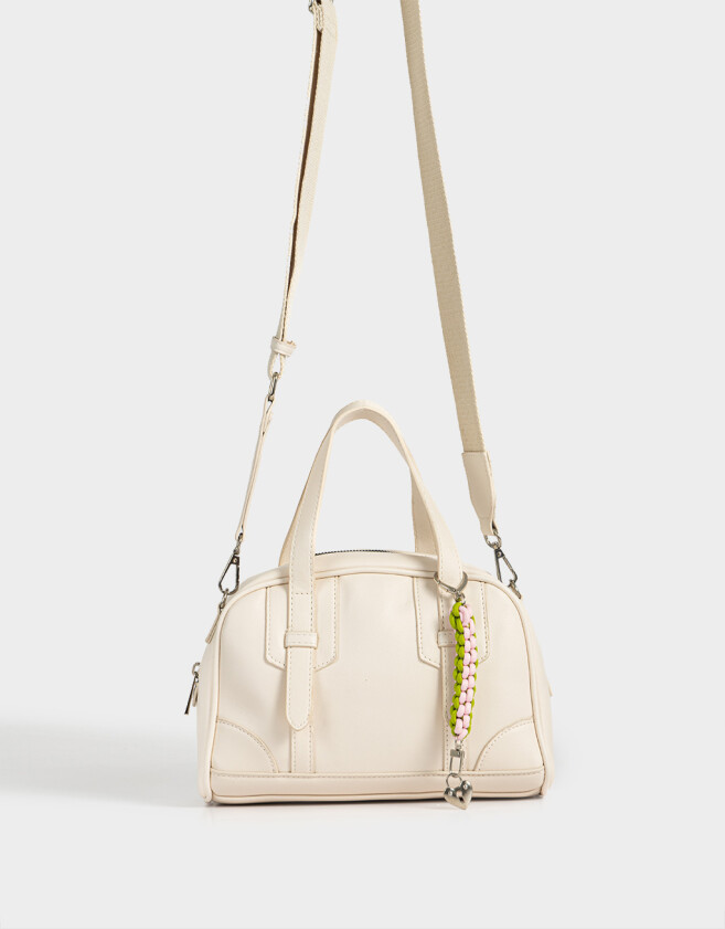 Bowling Cartera Bowling Con Charm - Blanco Crudo