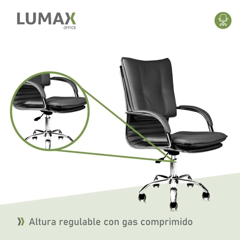Silla de Escritorio Oficina Giratoria Lumax Donna en EcoCuero Negro
