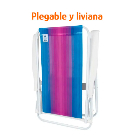 Reposera Silla Reclinable De Playa 8 Posiciones Aluminio Celeste/fucsia