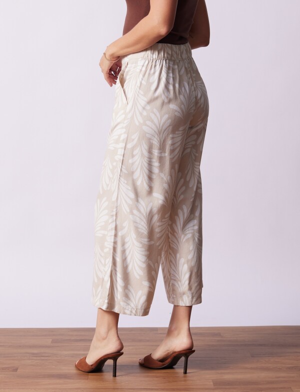 Pantalon Lino Crop BEIGE/MULTI