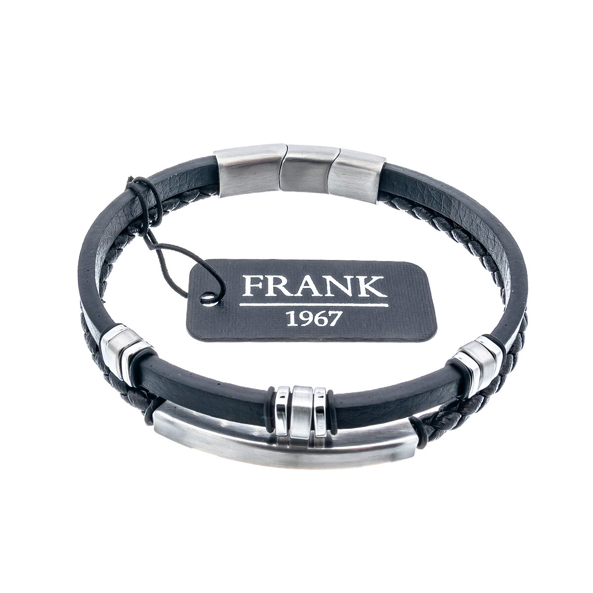 Pulsera cuero y acero, FRANK 