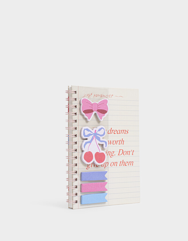 Anotadores Cuadernos y Memos Estampados Cuaderno A5 Con Notas Autoadhesivas - Blanco Crudo