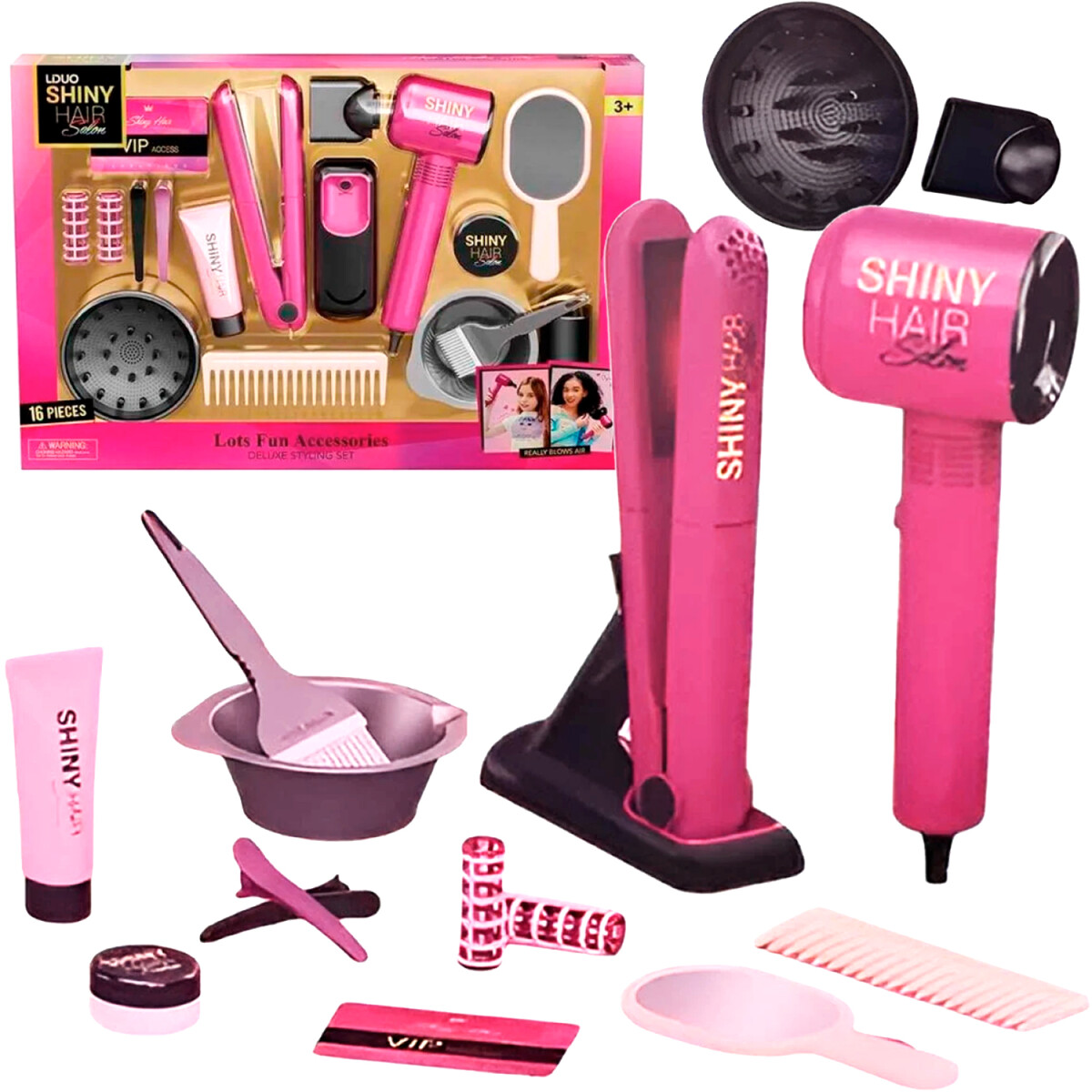 Peluquería Infantil Set Completo 16p Luz Sonido Aire 