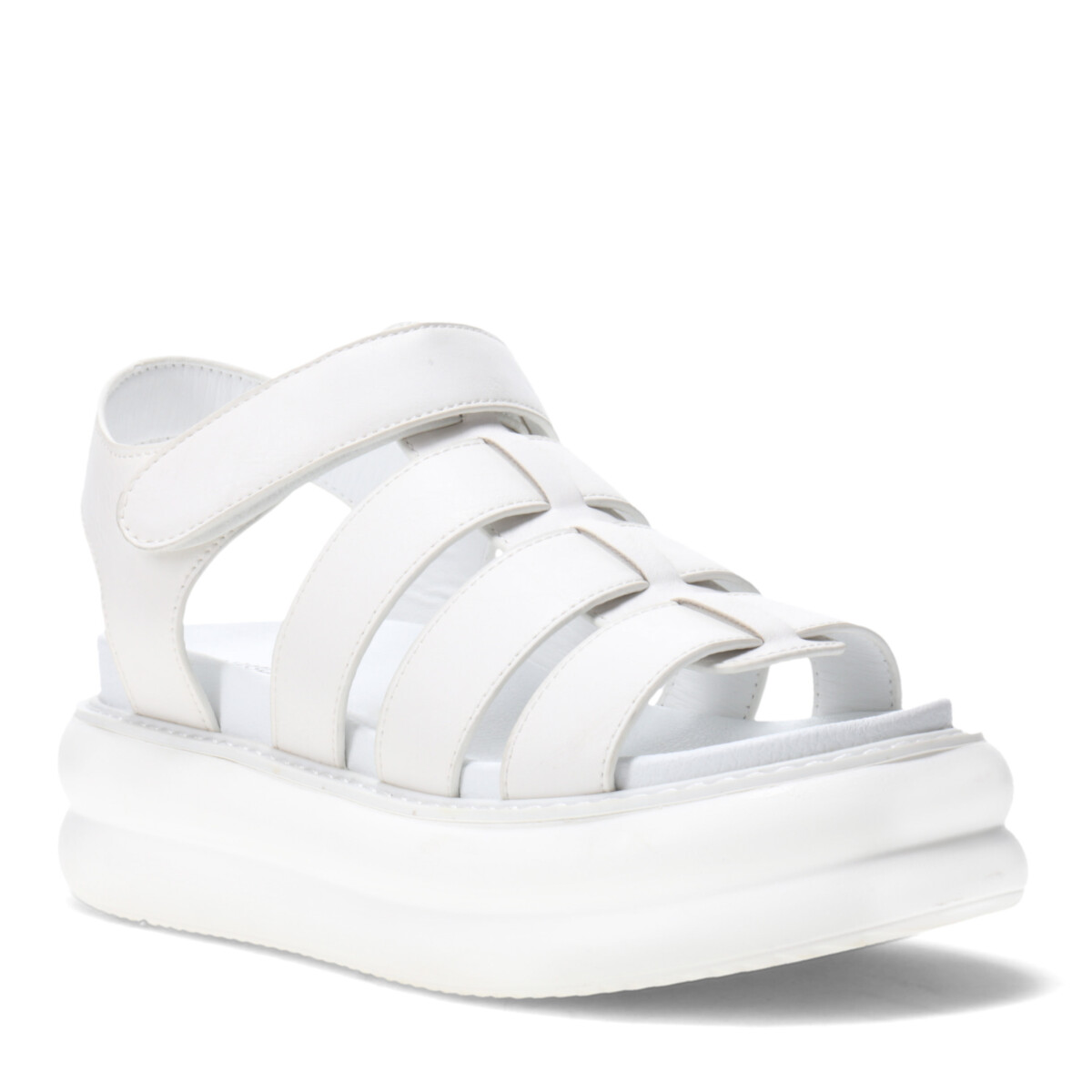Sandalia de Mujer Miss Carol PEARL con plataforma y materiales combinados MissCarol - Blanco 