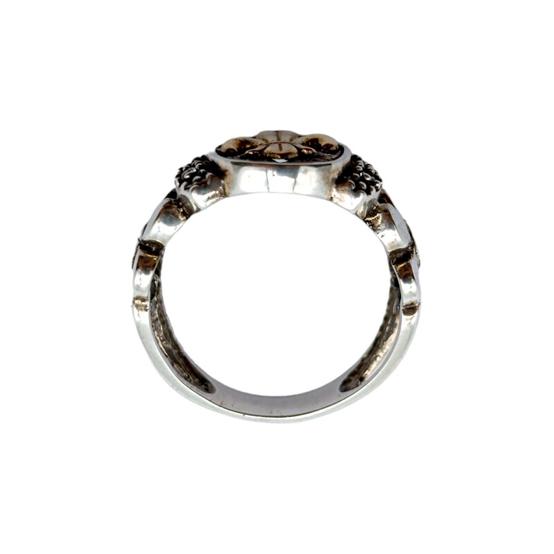 Anillo Flor de Lis-Plata y Oro-Piedra Zirconia-AN5355 conpiedra