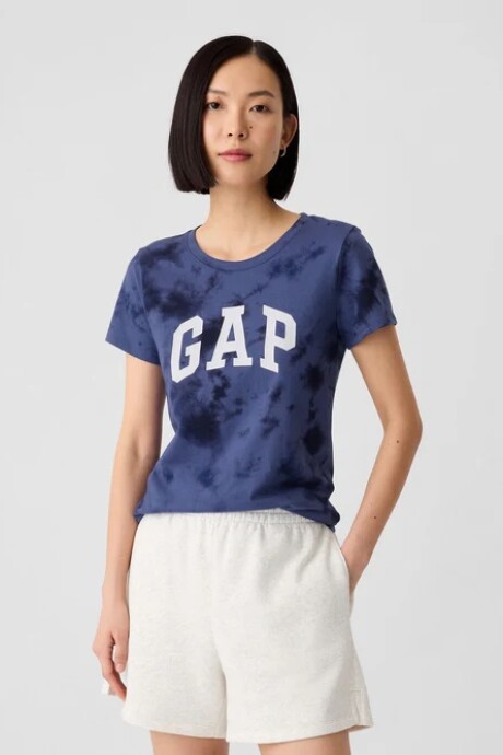 Remera Logo Gap Manga Corta Mujer Blue Tie Dye