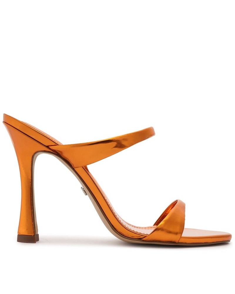Sandalia Taco Alto Naranja Metalizado U