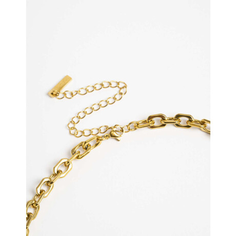 Collar De Cadena Eslabones Acero Dorado