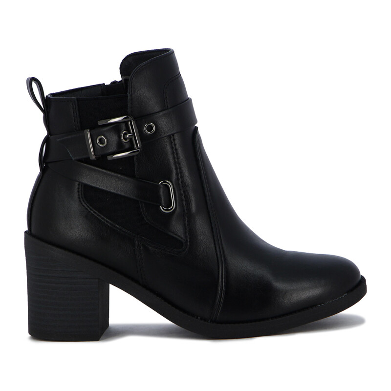 Botas Mujer Comfortflex Taco Medio Con Hebillas Negro