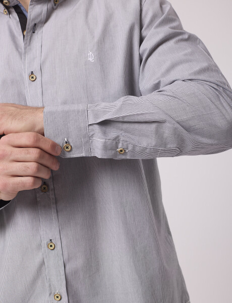 Camisa m/l rayada negro