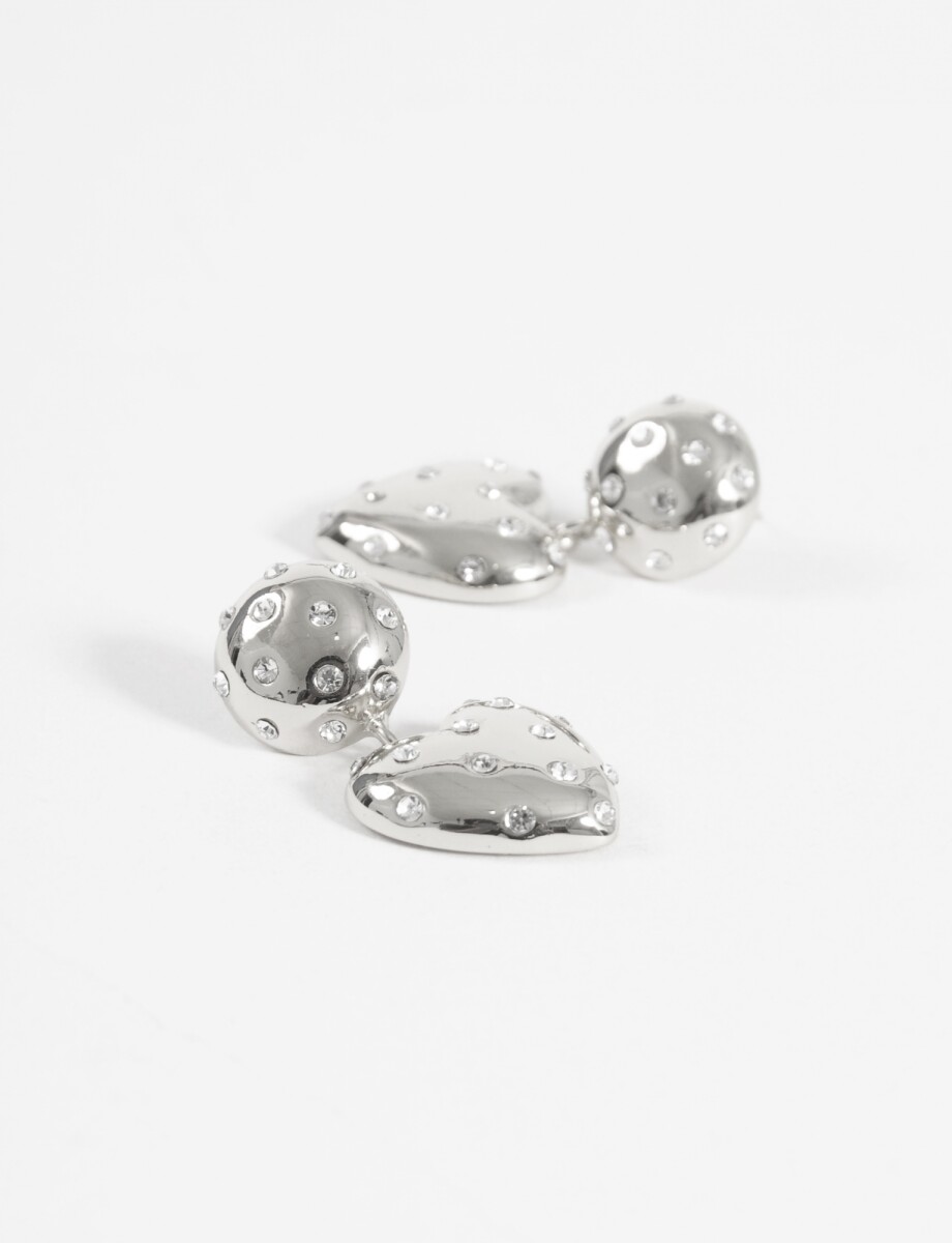 Caravanas cora con strass - plateado 